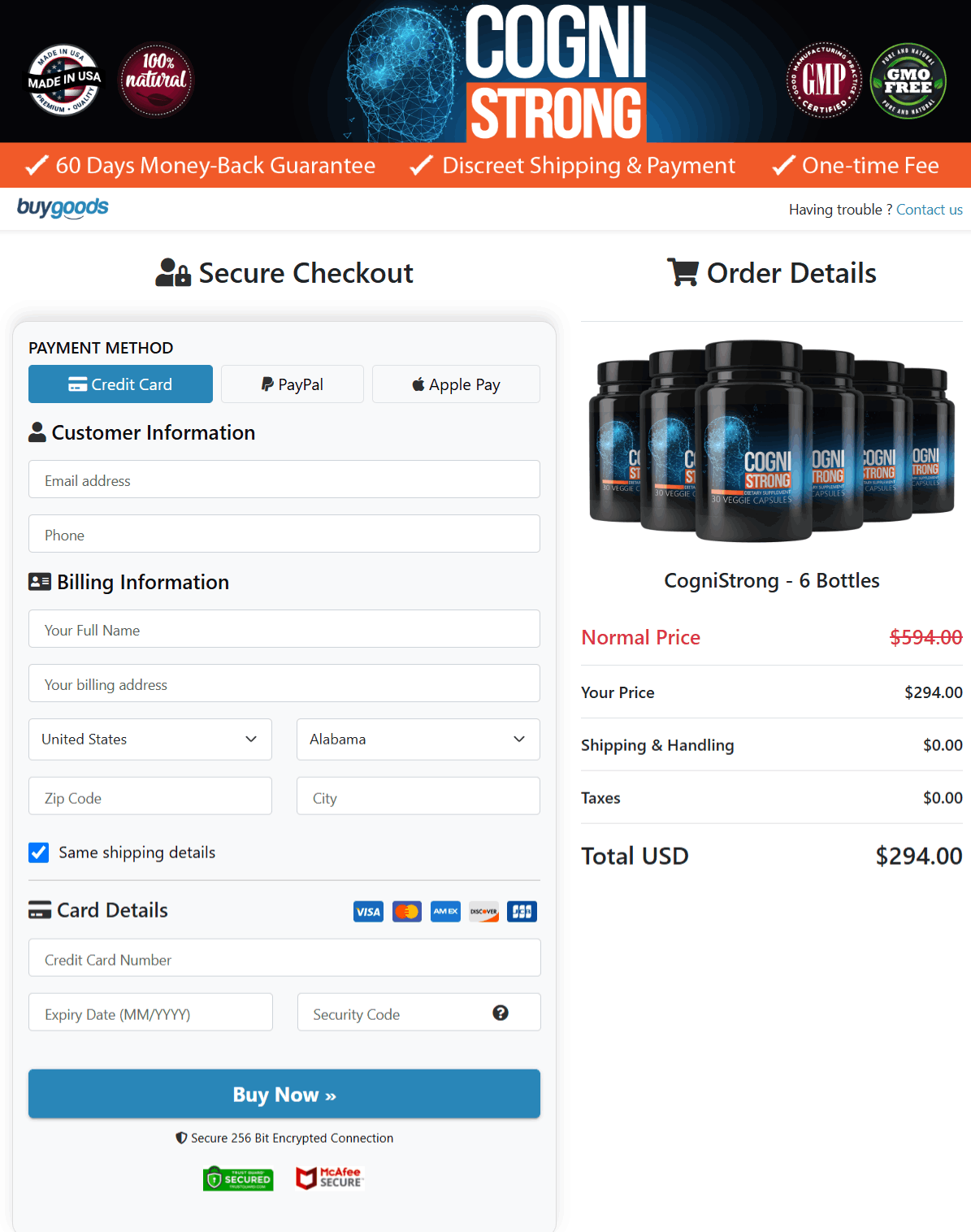 Cognistrong  Checkout page